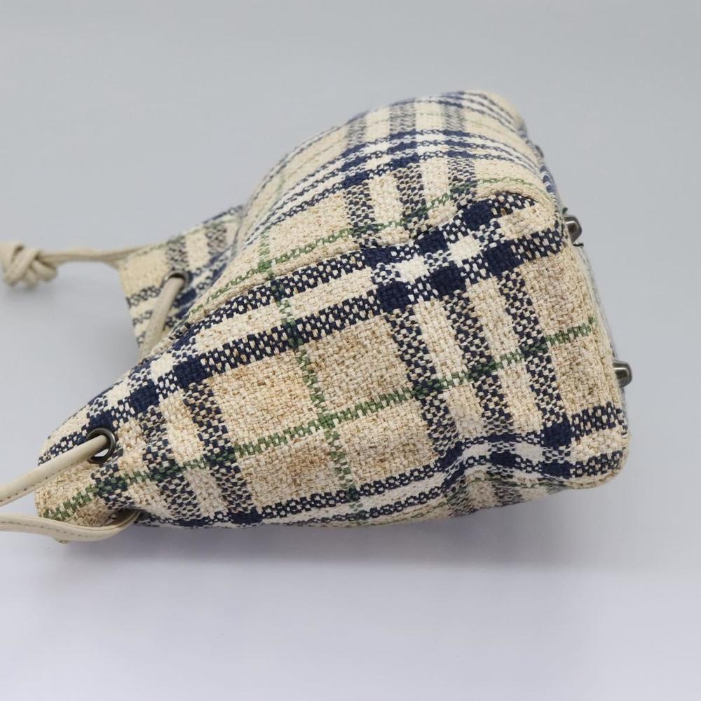 BURBERRY Nova Check Blue Label Hand Bag Canvas Beige Navy Auth BD035 - Picture 3 of 16